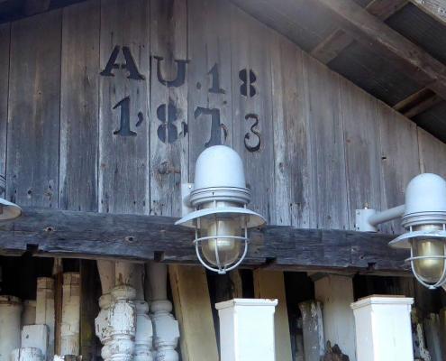 Vintage industrial street lights with sodium bulbs