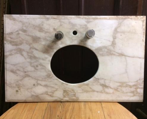 Vintage rectangular marble top with oval sink hole