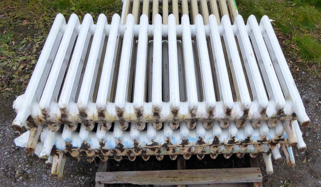 Three vintage sixteen fin cast iron radiators – not pressure tested, but no visible cracks or splits.