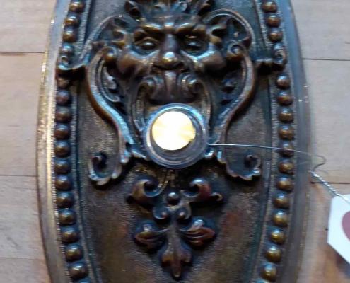 Antique heavy bronze doorbell escutcheon from Santa Fe, New Mexico