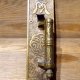 Eastlake style cast brass thumblatch entry set with extraordinary detailed design work.