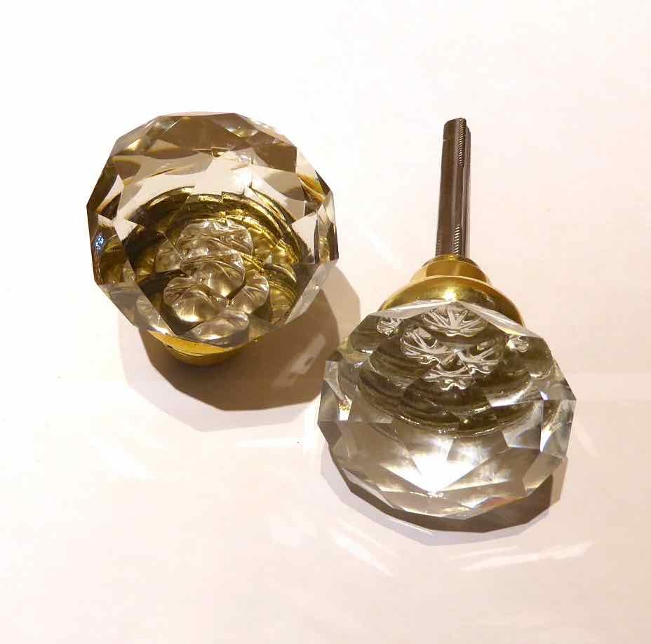 Full set. Large antique crystal doorknobs and spindle sets. Multiple matching sets available.