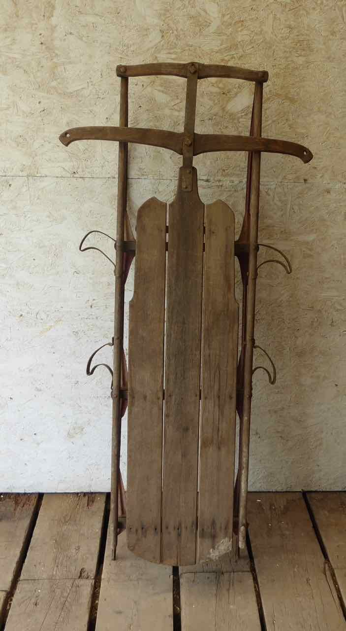Vintage two person wooden sled
