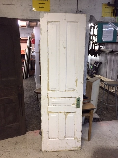 Old antique five panel solid interior door