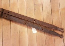Large antique iron strap door hinges