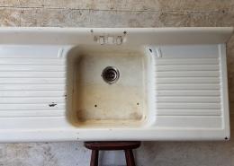 Salvaged double drain antique kitchen sink