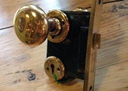 Antique Iron Bathroom Door Lock Bakelite Knobs Handles Vintage Old Bolt Art Deco 