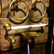 Antique five piece brass bathroom set