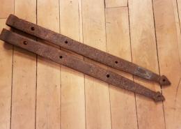 Pair of antique iron strap door hinges
