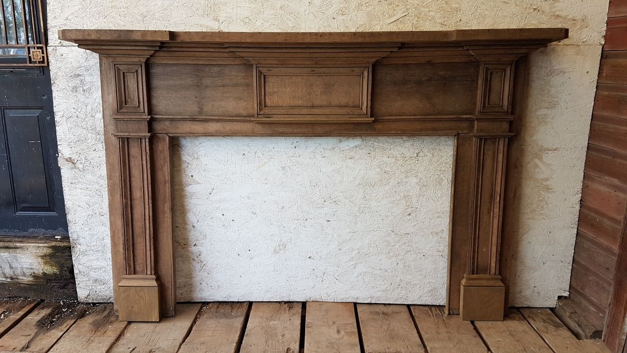 IC5206 Antique Oak Fireplace Mantle Legacy Vintage Building   IMG 5206 Salvaged Antique Solid Oak Early 19th Century Fireplace Mantle 