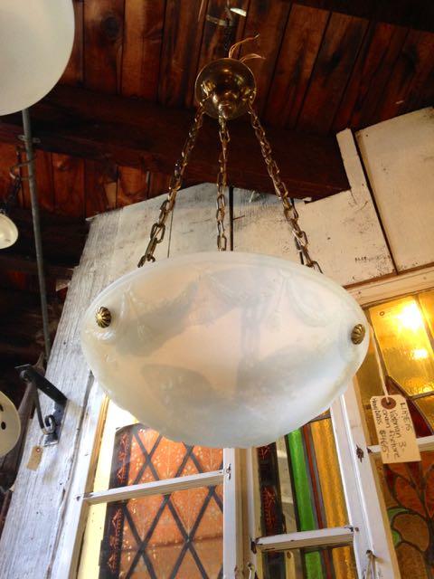 Ic6332 Vintage Victorian Heavy Brass Three Chain Pendant Light