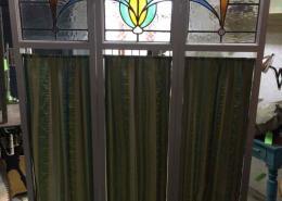 Antique stained glass window privacy screen