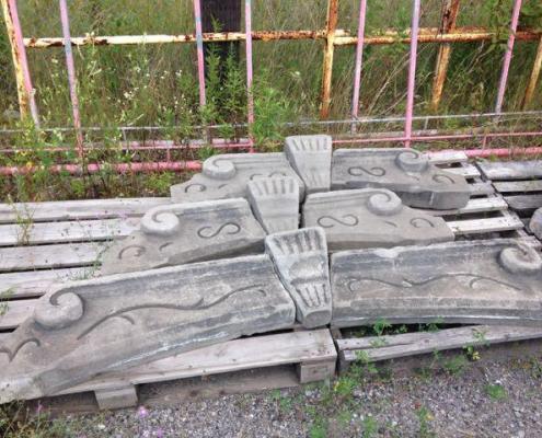 Antique stone lintel and keystone